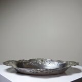 Small hollow tray, silver-plated brass cup, antique rococo style