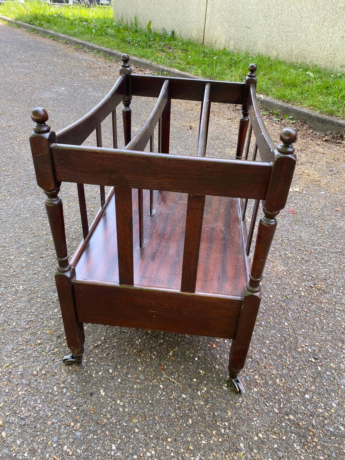 Vintage 19th-century Canterbury magazine rack made of solid wood.