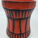 Vase handle Roger Capron in red ceramic, Vallauris, France 1950