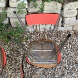 4 red Formica chairs with Eiffel legs 1950