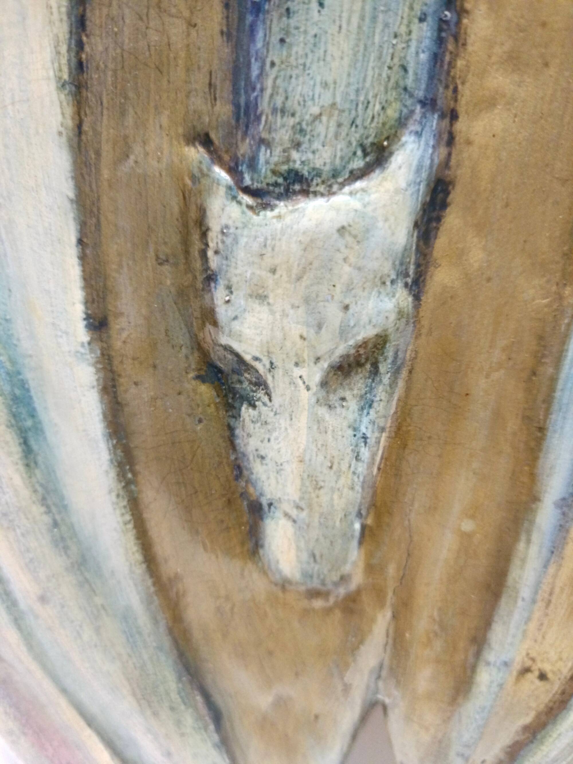 Holy Family Hand-Painted and Hand-Carved Beech Panel, Italy