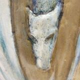 Panneau en hêtre peint et sculpté à la main représentant la Sainte Famille, Italie