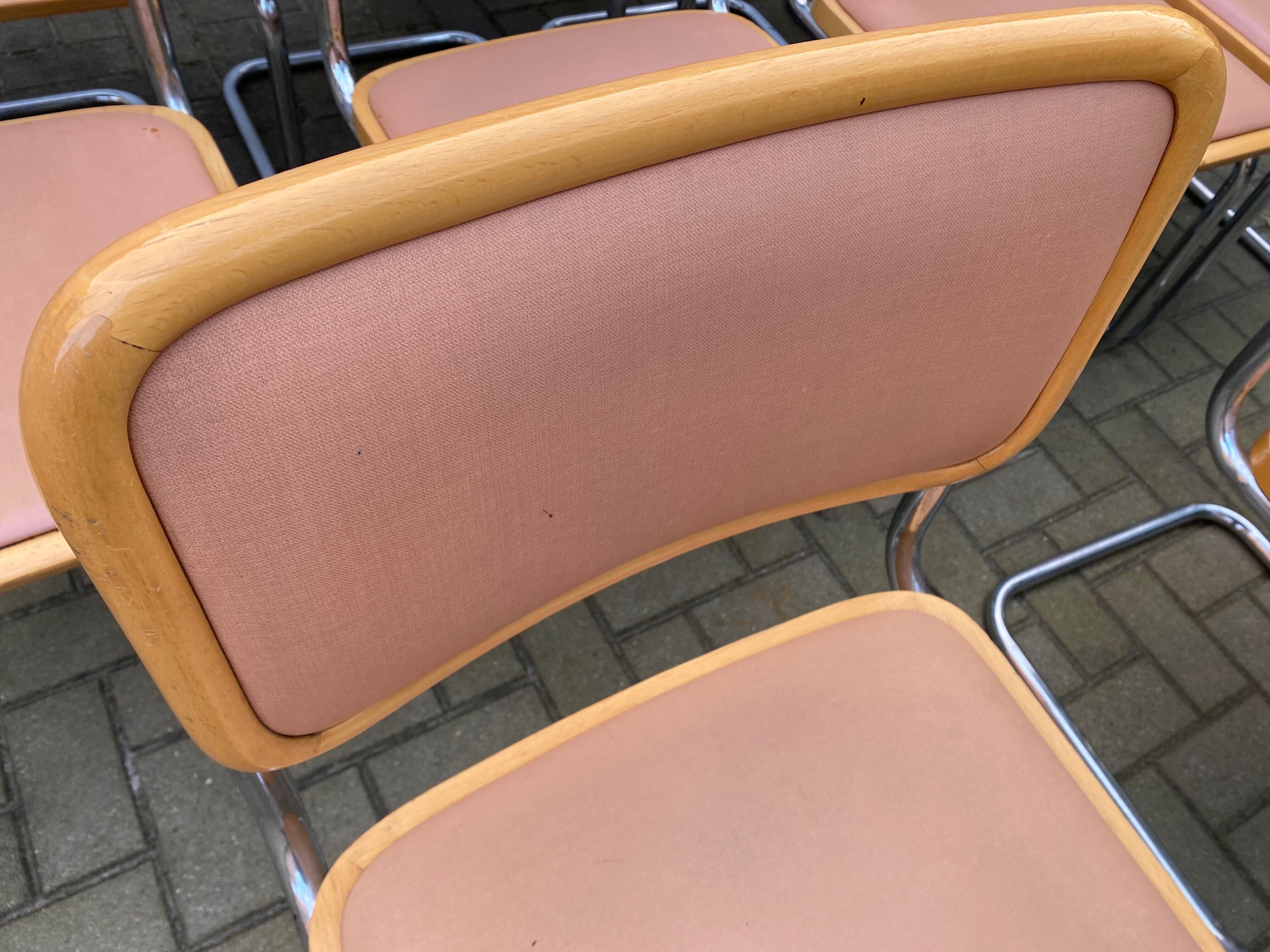 Set of 10 vintage chairs Marcel Breuer cesca b32 wood and skaï 1960