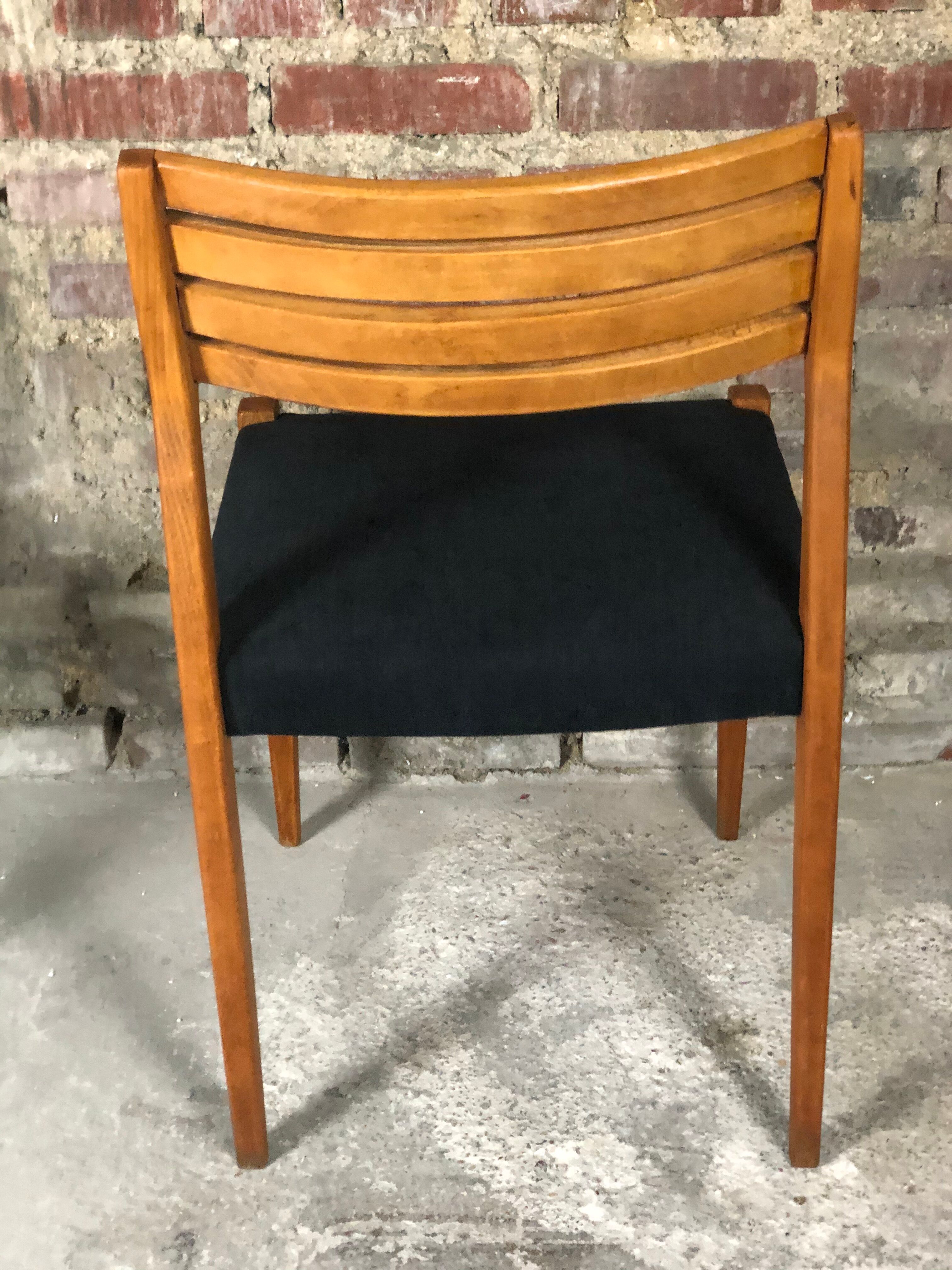 Suite of 4 Scandinavian teak chairs with anthracite grey velvet top 1960