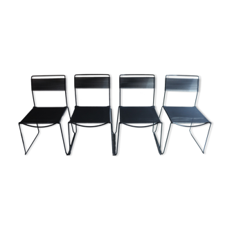 Set of 4 Black Chairs Spaghetti Giandomenico Belotti