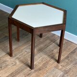 Scandinavian hexagonal side table stamped "Made in Denmark" 60s