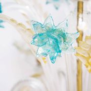 Venetian chandelier in Murano glass with 6 lights, white and blue.