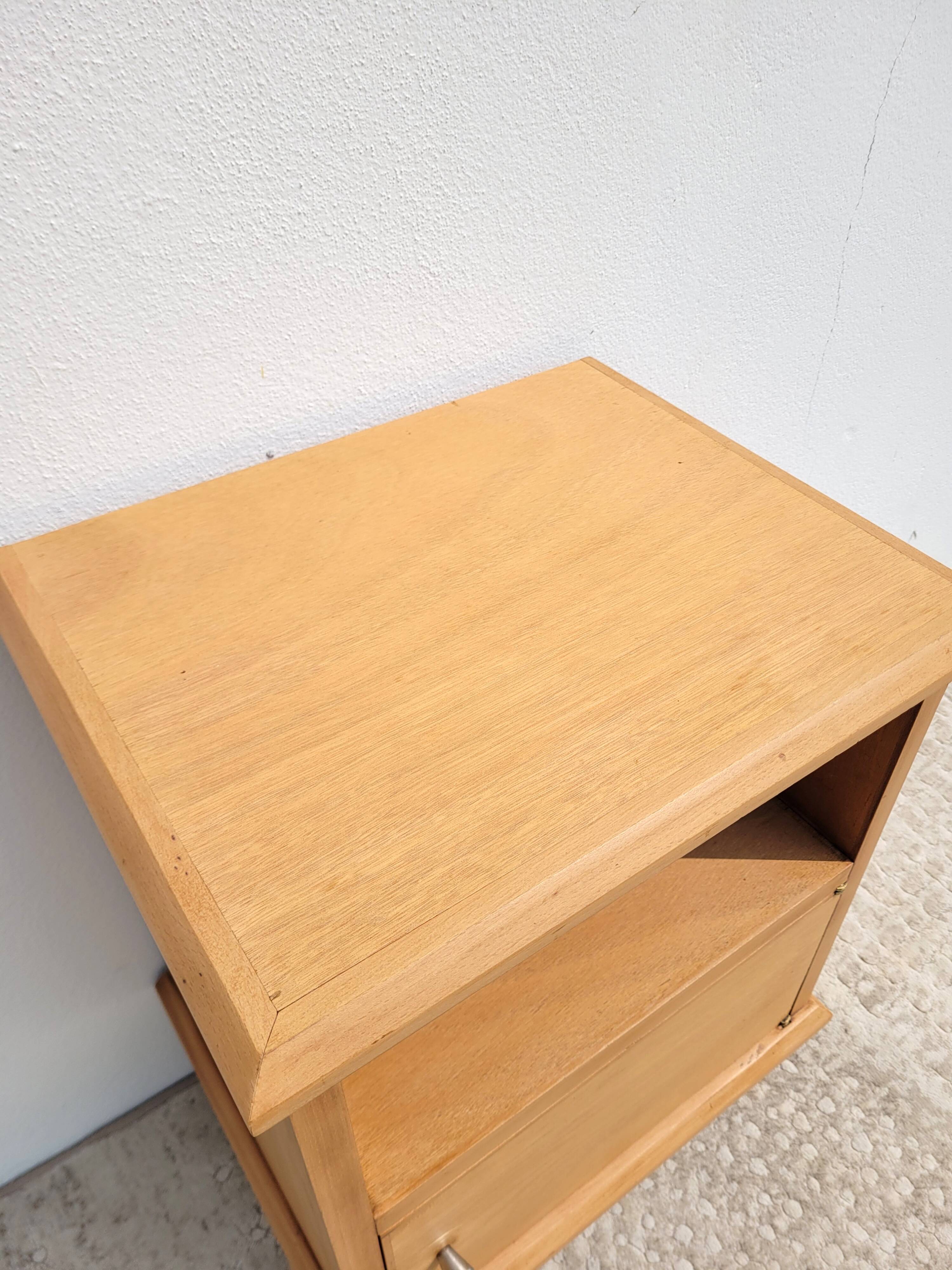 Vintage bedside table circa 1960 in raw wood