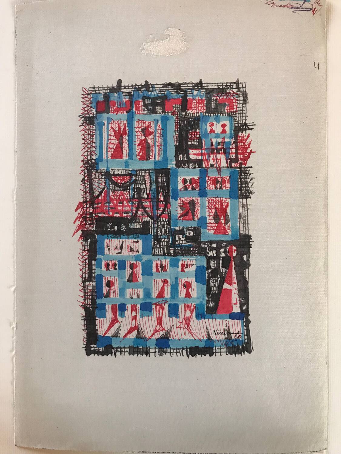 Jean-Pierre VIELFAURE 1930-2015. Composition, 1950. Ink and watercolour.