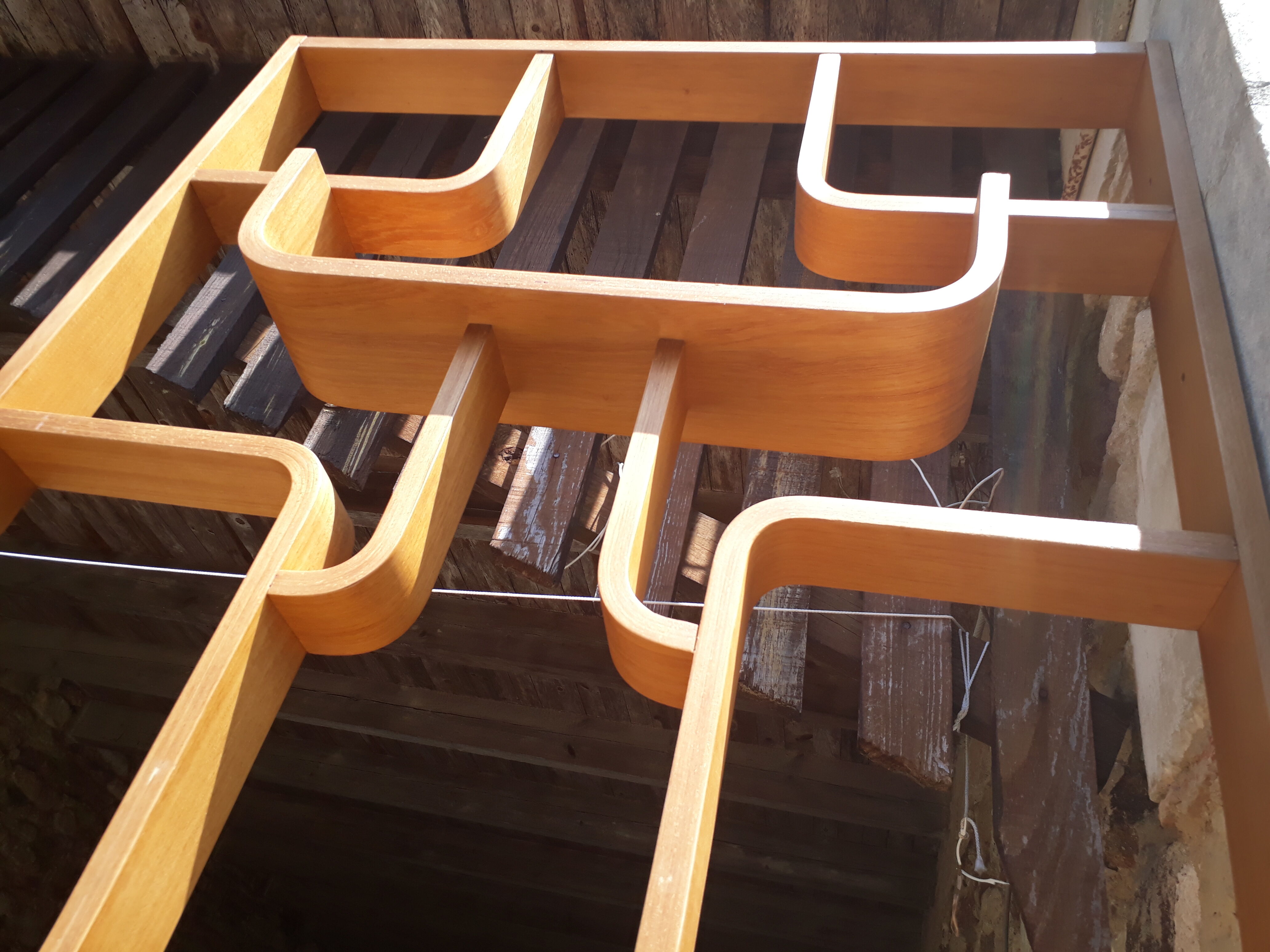 Trellis dyed blond wood by Ludvík Volak vintage 1960