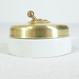 3 Old Porcelain switches and vintage industrial brass