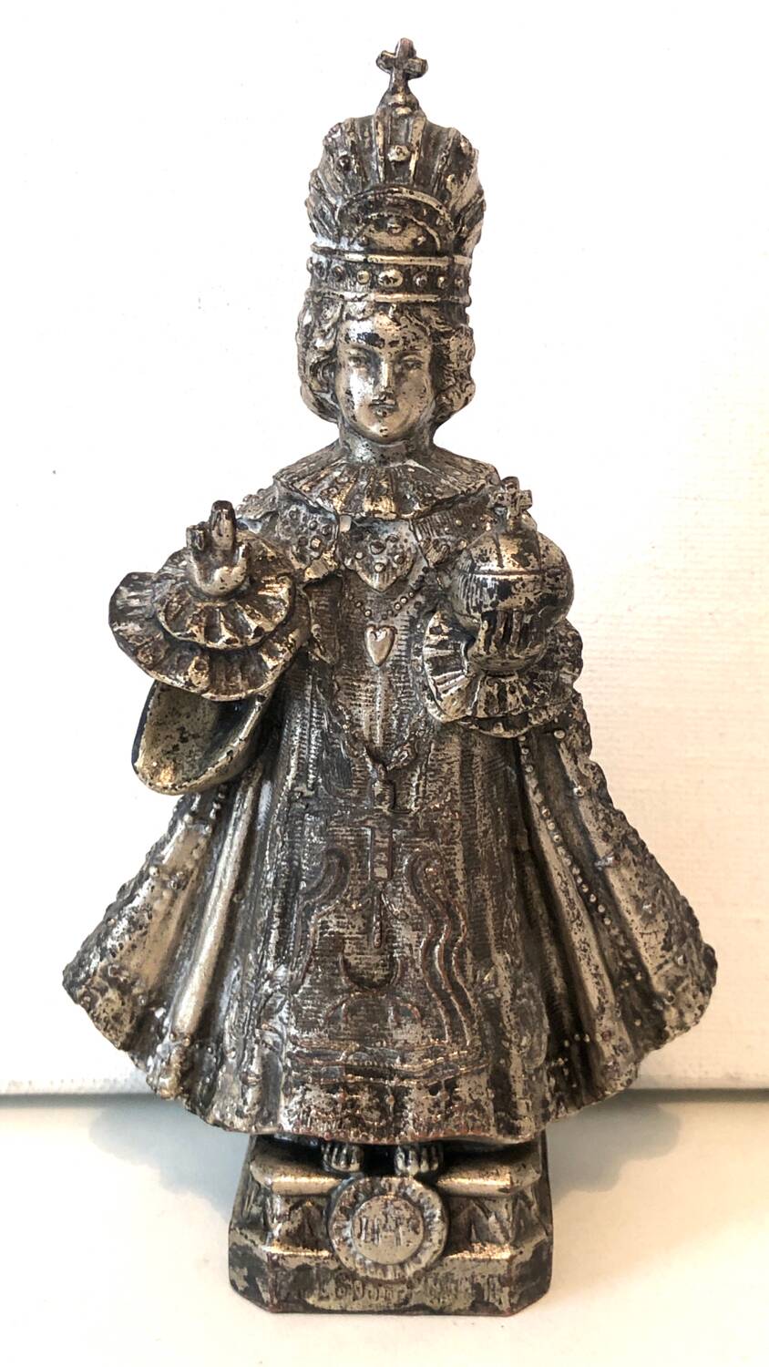 Statuette Jésus Couronné Métal Argenté