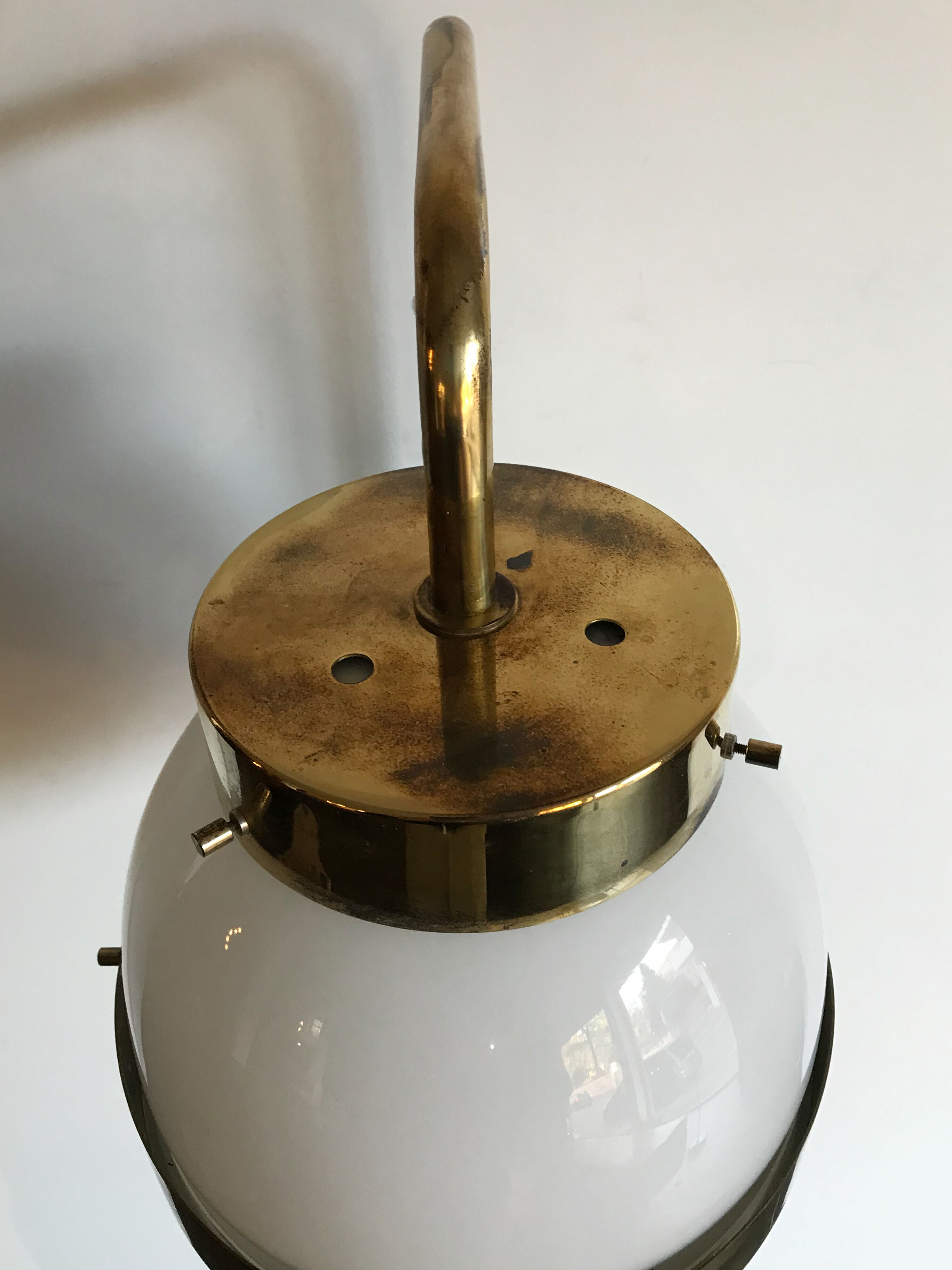 Sergio Mazza for Artemide, Italian "Delta" glass brass wall lamp 1960s