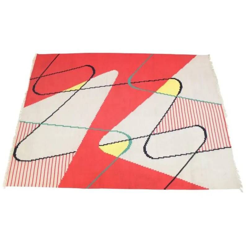 Extraordinary Big Geometric Modernist Kilim Carpet, A. Kybal, 1950s