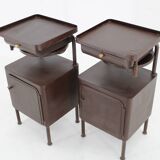 1940s Pair of Industrial Nightstands with Pull Out Table Czechoslovakia