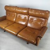 Scandinavian fawn leather sofa