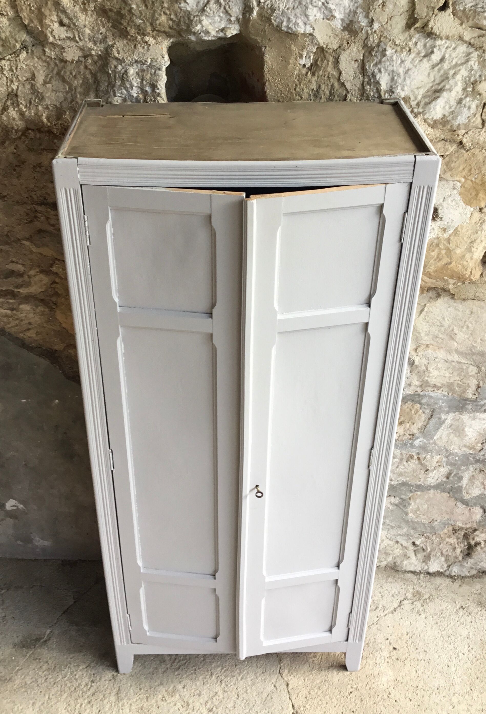 Paris wardrobe 2 doors pearl grey - vintage - 1950