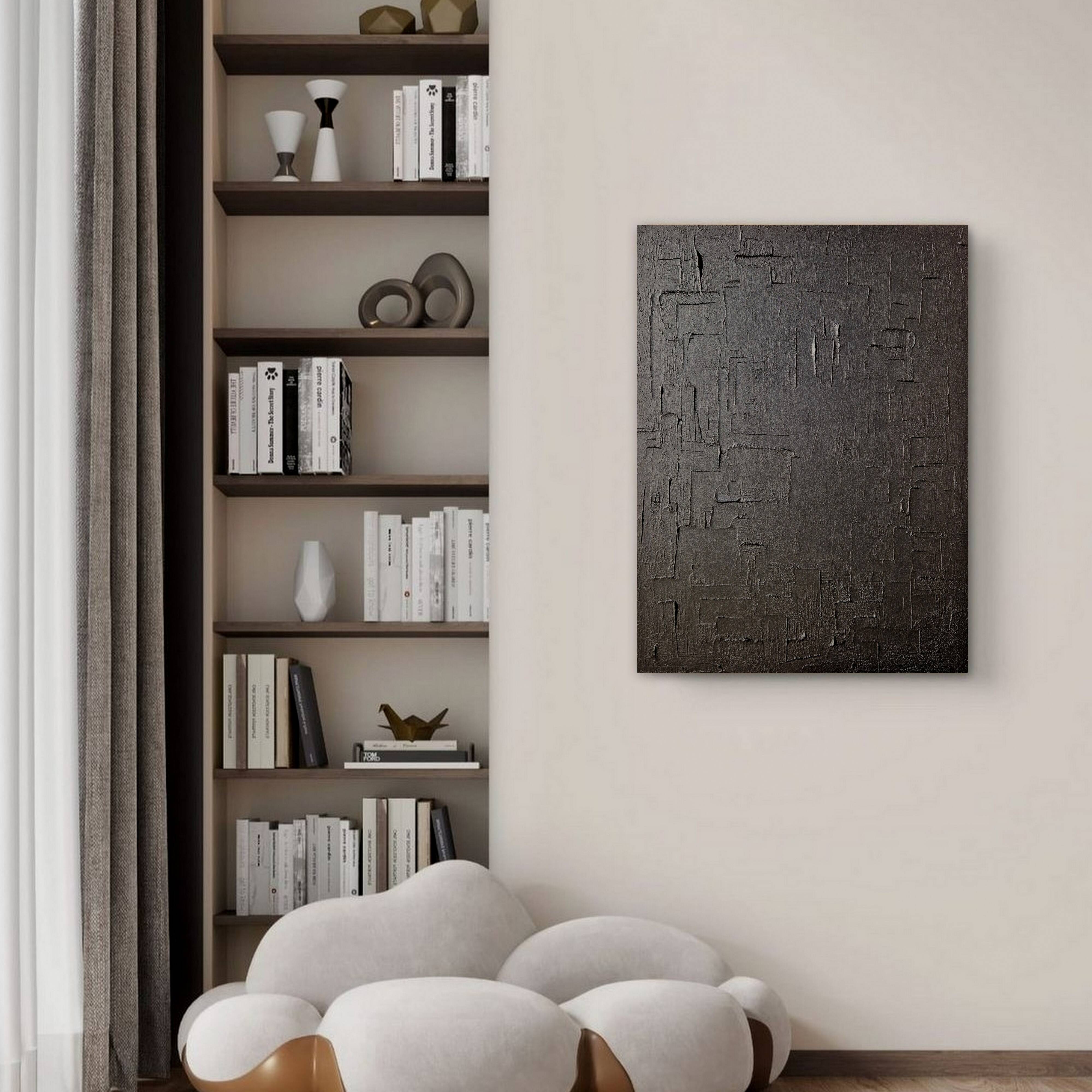Minimalist black monochrome abstract painting table