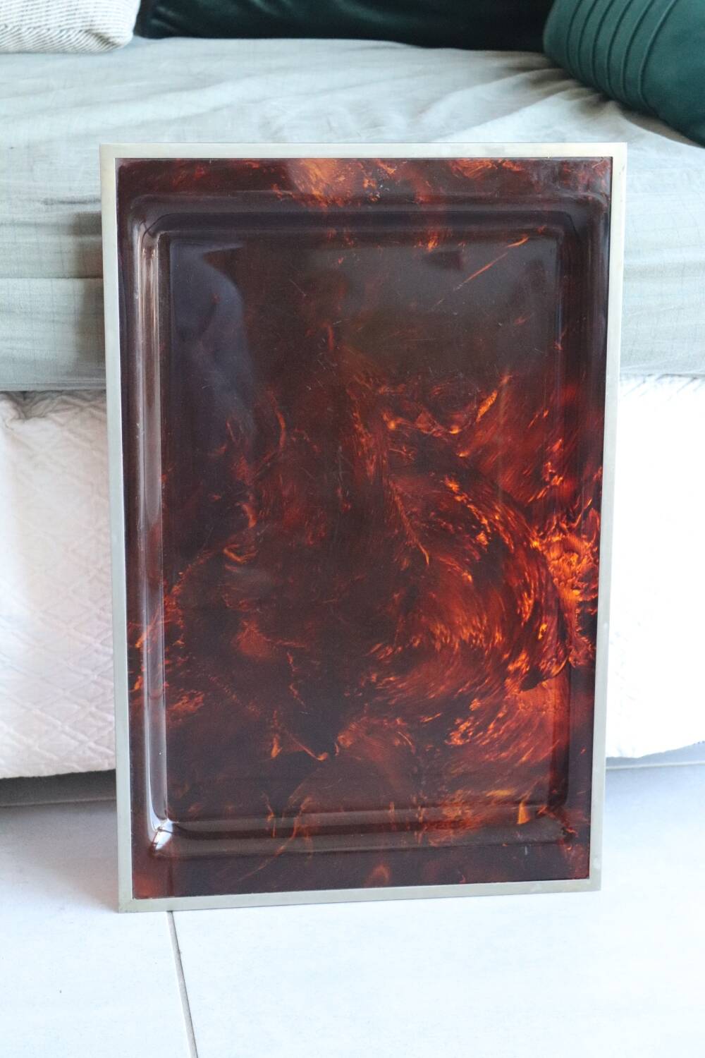 Vintage 70s tortoiseshell style lucite tray