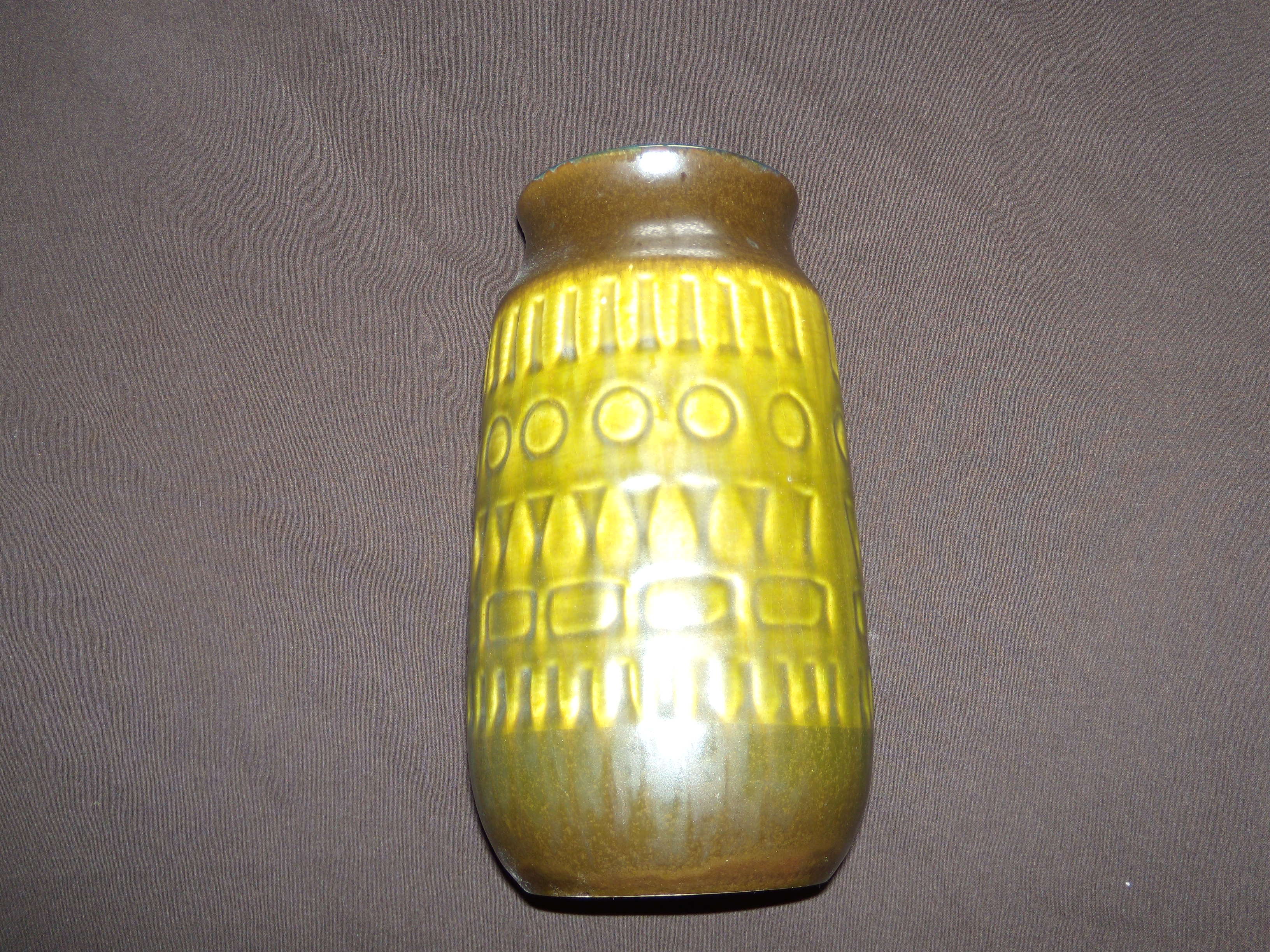 Green vase with geometric decoration jasba w.germany