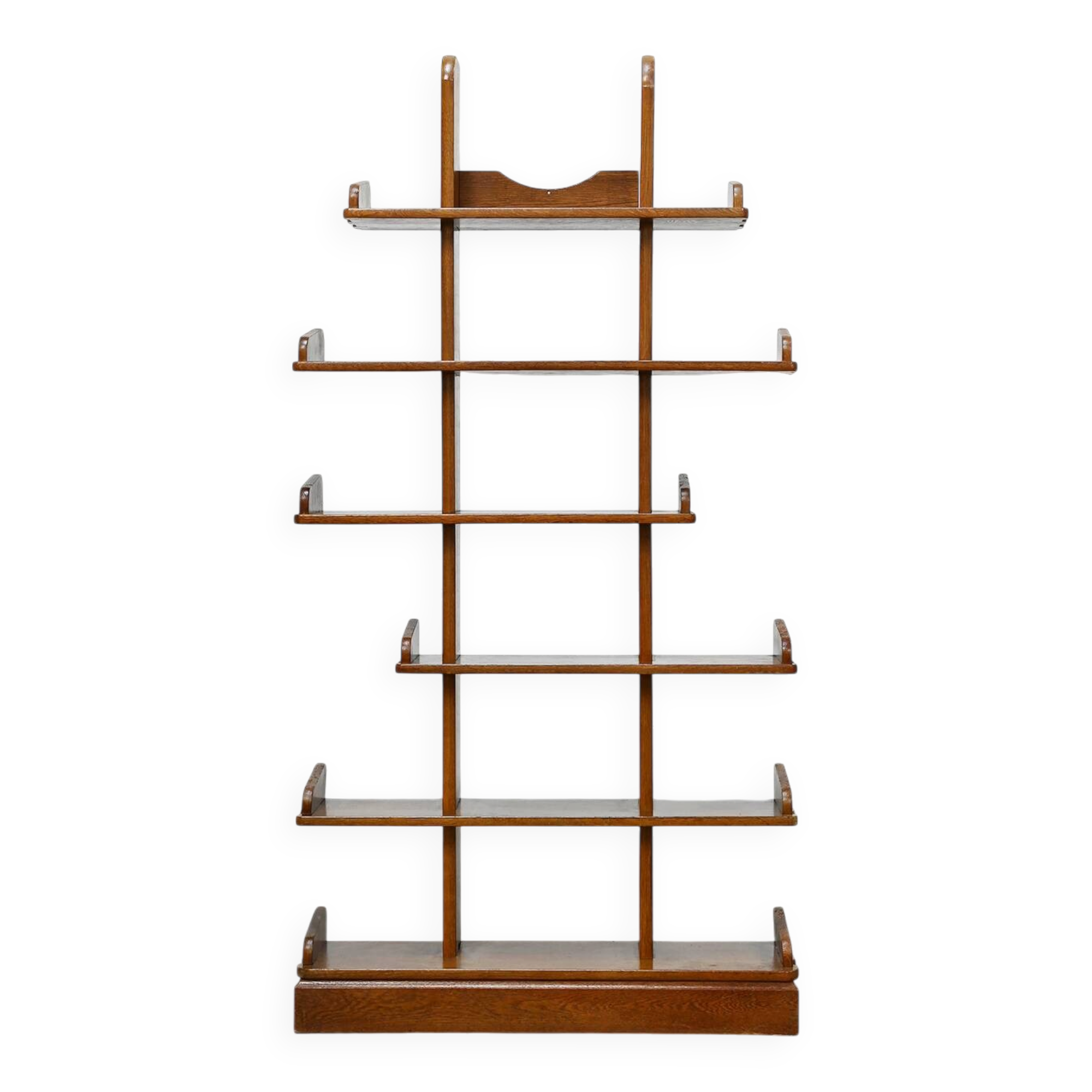 Brutalist Oak Asymmetrical Shelving Unit or Bookcase, 1970s