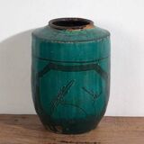 Antique green glazed ceramic vase (circa 1820) #35