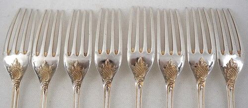 Christofle Marly, 8 table forks 20.5 cm silver-plated, recent pieces.