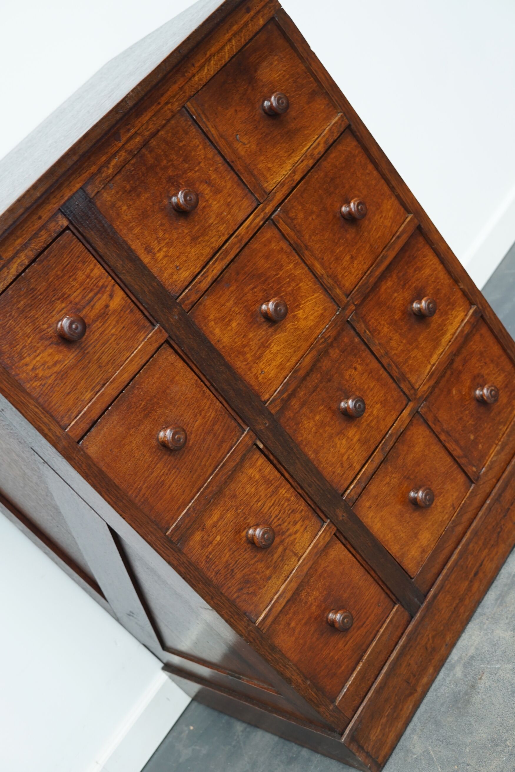 English Oak Apothecary Cabinet Cabinet, Early 20th Century