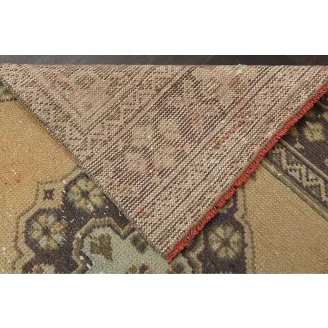 1970s Vintage Turkish Hand-Knotted Wool Cotton Orange Runner Rug 100x360