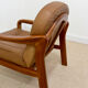 Vintage leather and wood armchair – 1970s
