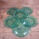 6 Green ARCOROC Glass Dinner Plates 70's