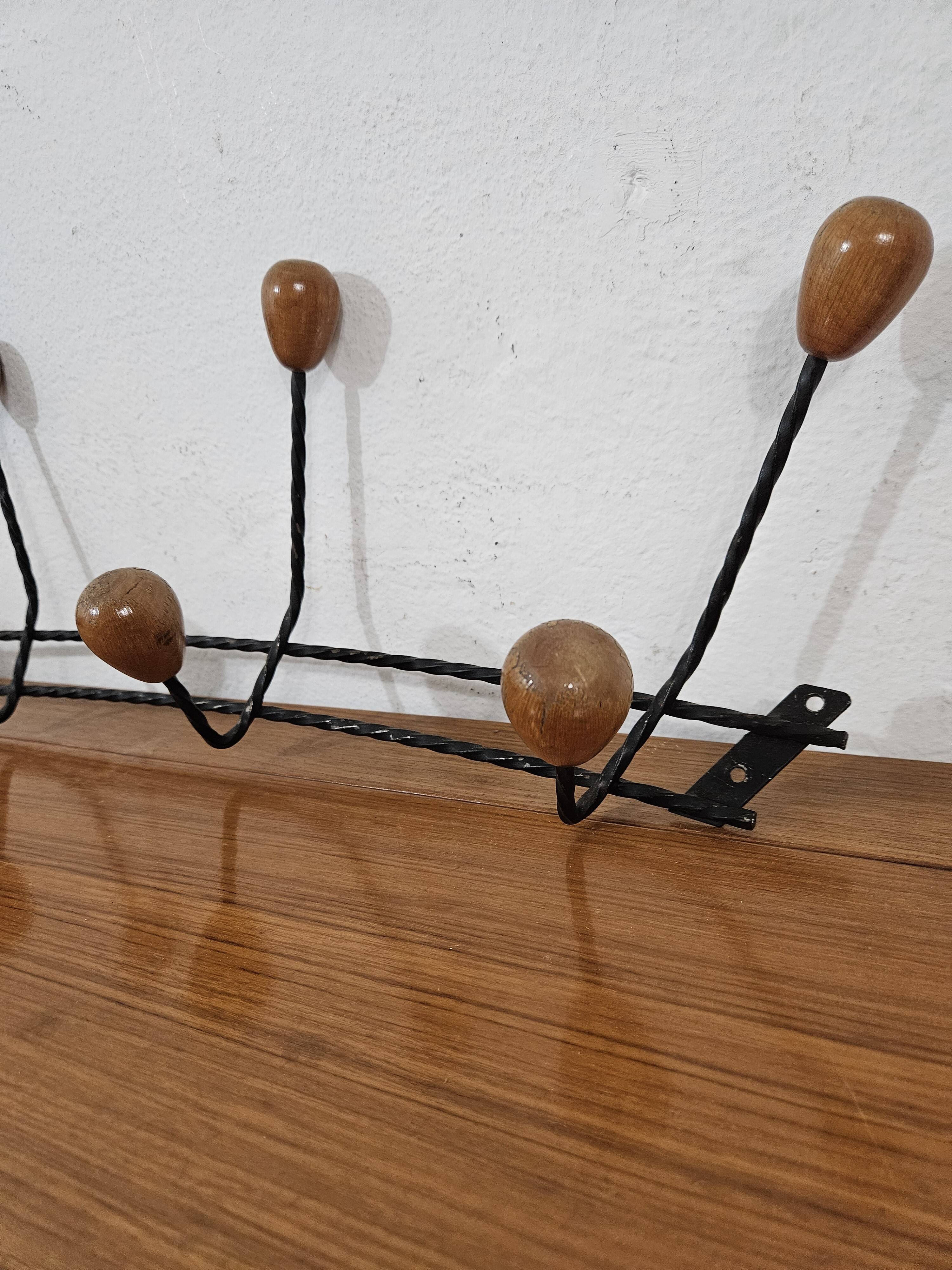 Vintage wall coat rack - Varnished wooden coat rack