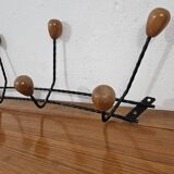 Vintage wall coat rack - Varnished wooden coat rack