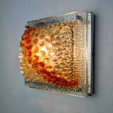 Murano Mazzega orange wall light, ice cube effect, Italy, 1970