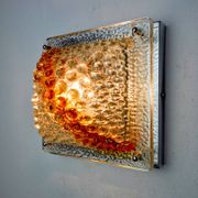 Murano Mazzega orange wall light, ice cube effect, Italy, 1970