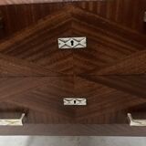 Art Deco chest of drawers with cut sides in mahogany veneer, 20th century