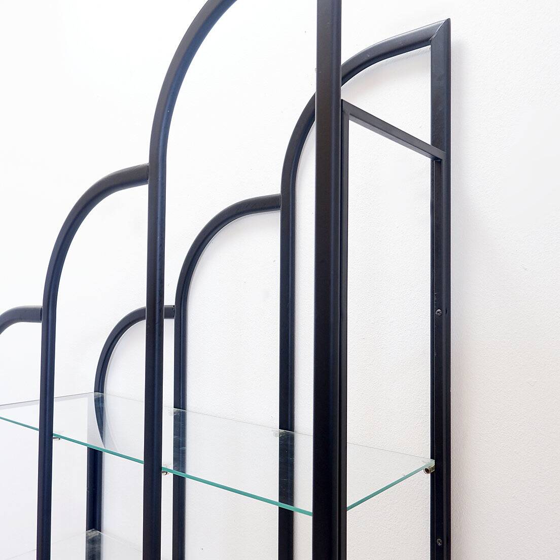Black Bookcase - Metal and glass - 20th