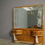 console with side tables and mirror, 1950s, set of 3