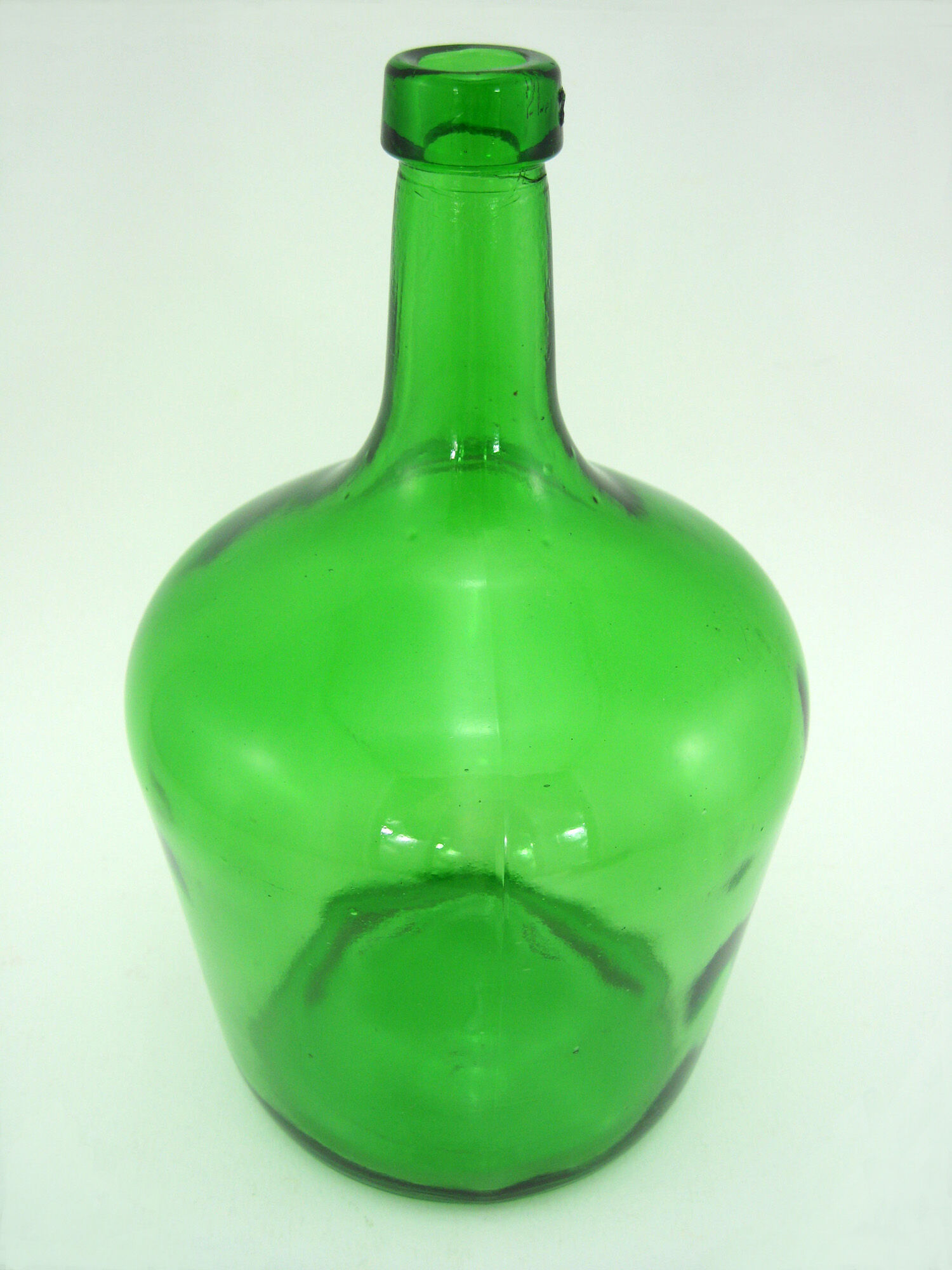 Lady-jeanne bottle-green glass canister - 2 litre capacity - vintage 70s