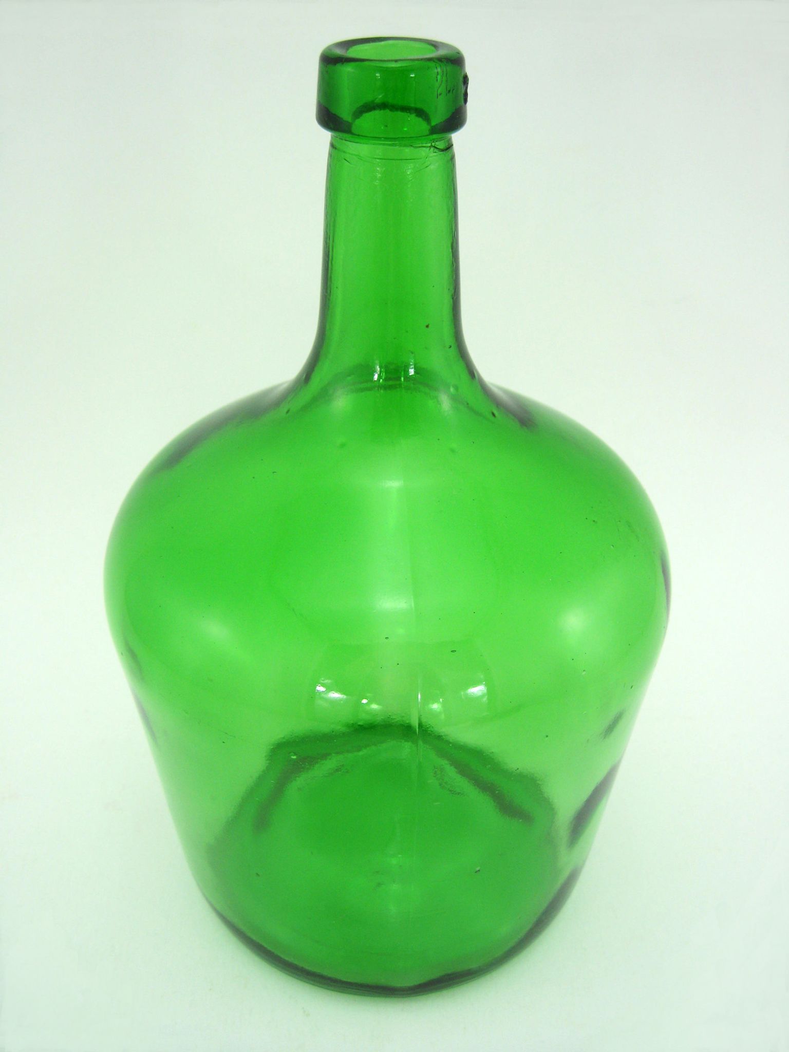 Lady-jeanne bottle-green glass canister - 2 litre capacity - vintage 70s