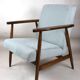 Fauteuil bleu gris vintage, années 1970