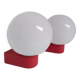 2 postmodern opaline and red metal wall lights, 1980