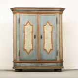 Folk art painted bridal armoire
