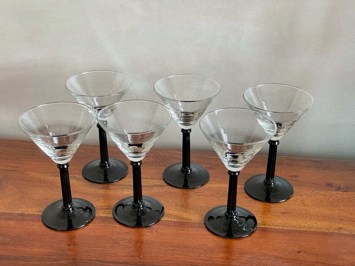 6 art deco glasses fine feet