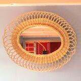 Miroir en osier tréssé 1960.