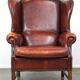 Large comfortable sheepleather wingchair in good condition and beautiful colours