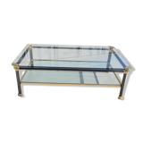 Vintage glass and brass coffee table from the 70s and 80s, Italian design