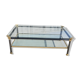 Vintage glass and brass coffee table from the 70s and 80s, Italian design