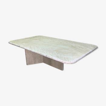 Table basse de salon rectangulaire vintage travertin designer artelano
