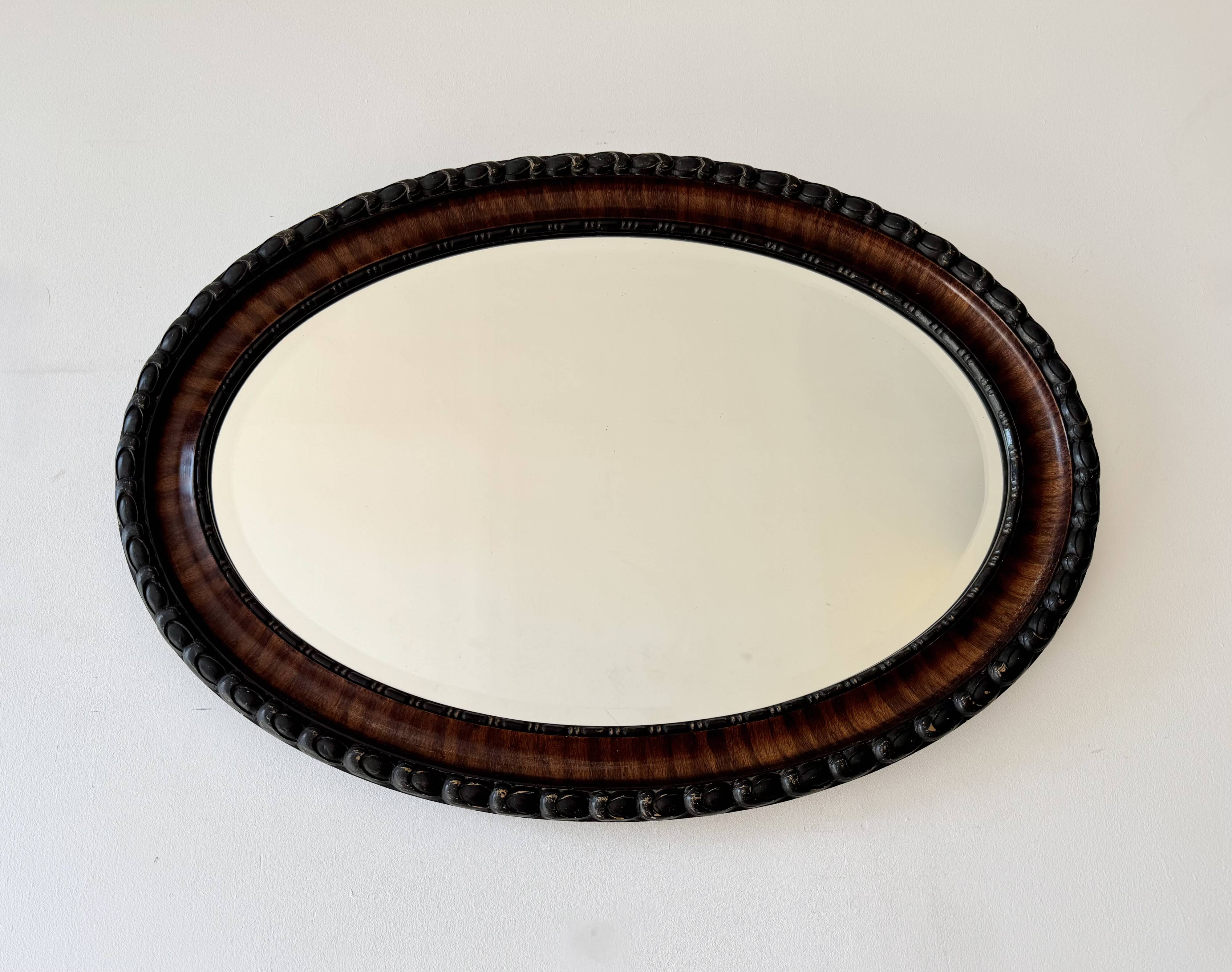 Edwardian Oval Wall Mirror Bevelled Edge